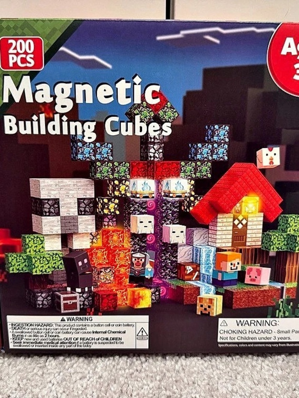 200 PCS Magnetic Building Cubes with Light Up Cubes